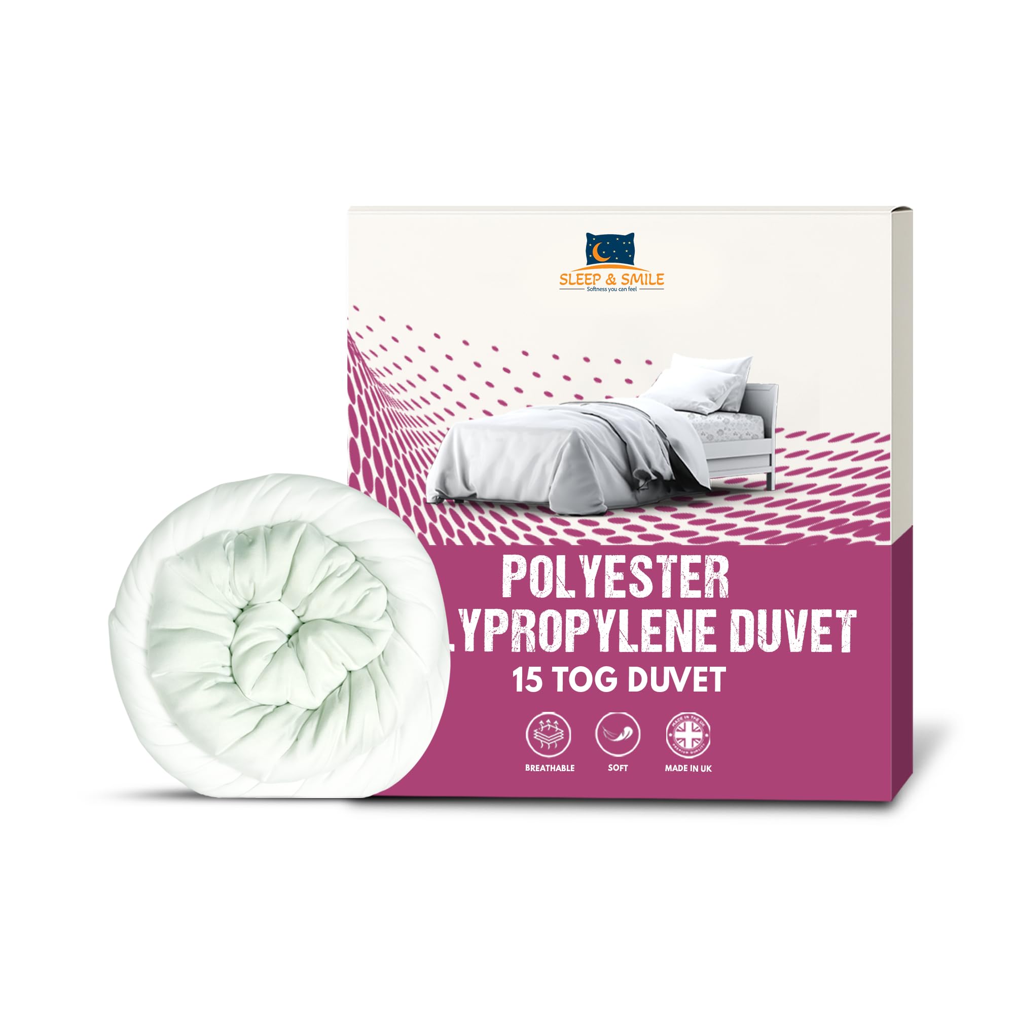 Sleep&Smile 15 Tog Single Heavy Extra Hot Ultra Warm Polyester Polypropylene Non Allergenic Duvet Quilt UK Made