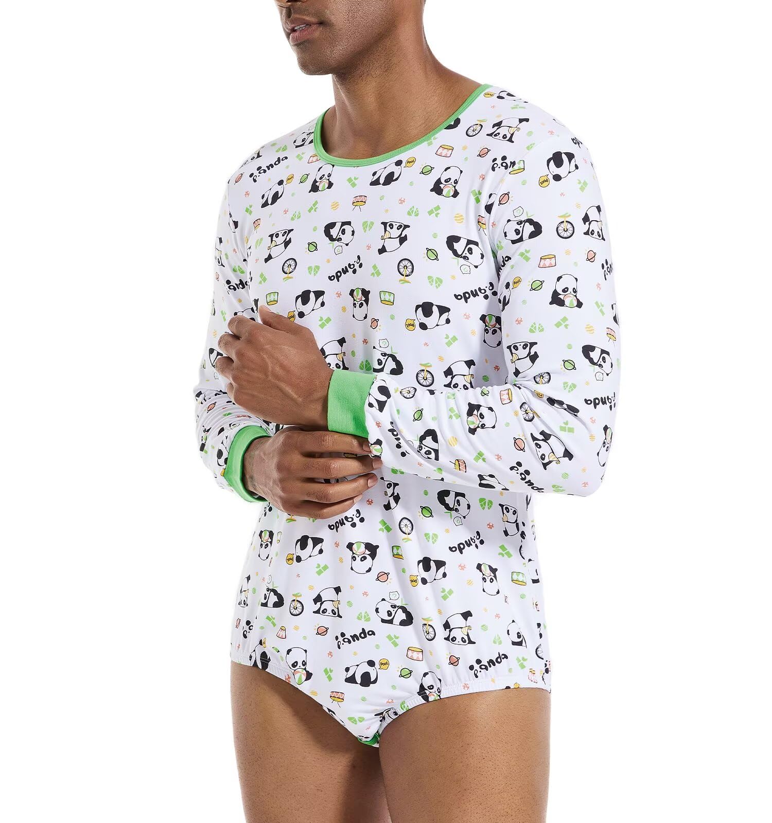 Landofgenie Langarm Body mit Vollflächenprint aus Baumwolle Atmungsaktiver Bequemer Onesie für Haus & Freizeit