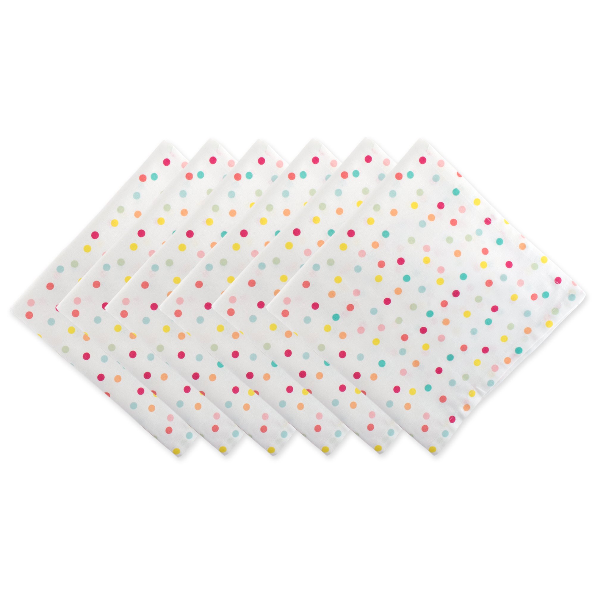 DII Reusable & Machine Washable, Cotton, Multicolor Confetti Dots, 20" x 20" (Set of 6)