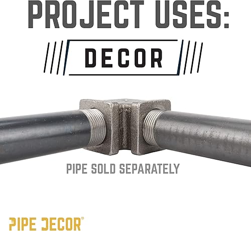 Vista 23 de PIPE DECOR - Codo de salida lateral de 1/2 pulgada, accesorios de hierro maleable negro para tuberías, pezones y accesorios estándar de 1/2 pulgada