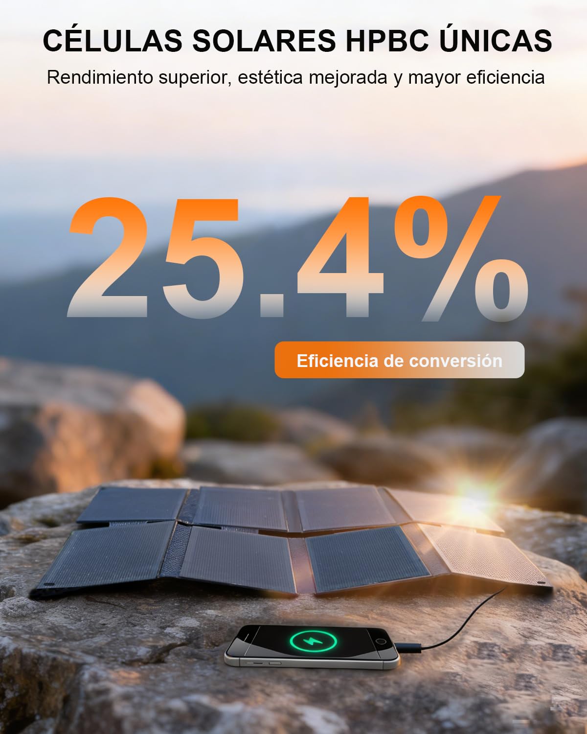 ELECAENTA 25W Mini Cargador Solar Portátil, Panel Solar Plegable con USB-A/USB-C Doble Puerto, IP68 Impermeable para Camping Senderismo, Cargador Solar para Teléfonos, Power Bank, Tablet