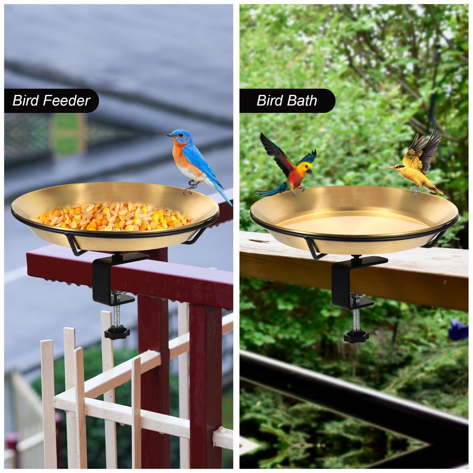 Baño De Pájaros Montado En Barandilla Decoración Metálica De Jardín De | Cuencos De Jardín Para Baño Y De Aves En Patio, Césped, Porche, Jardín, Balcón, Ventana Y Valla