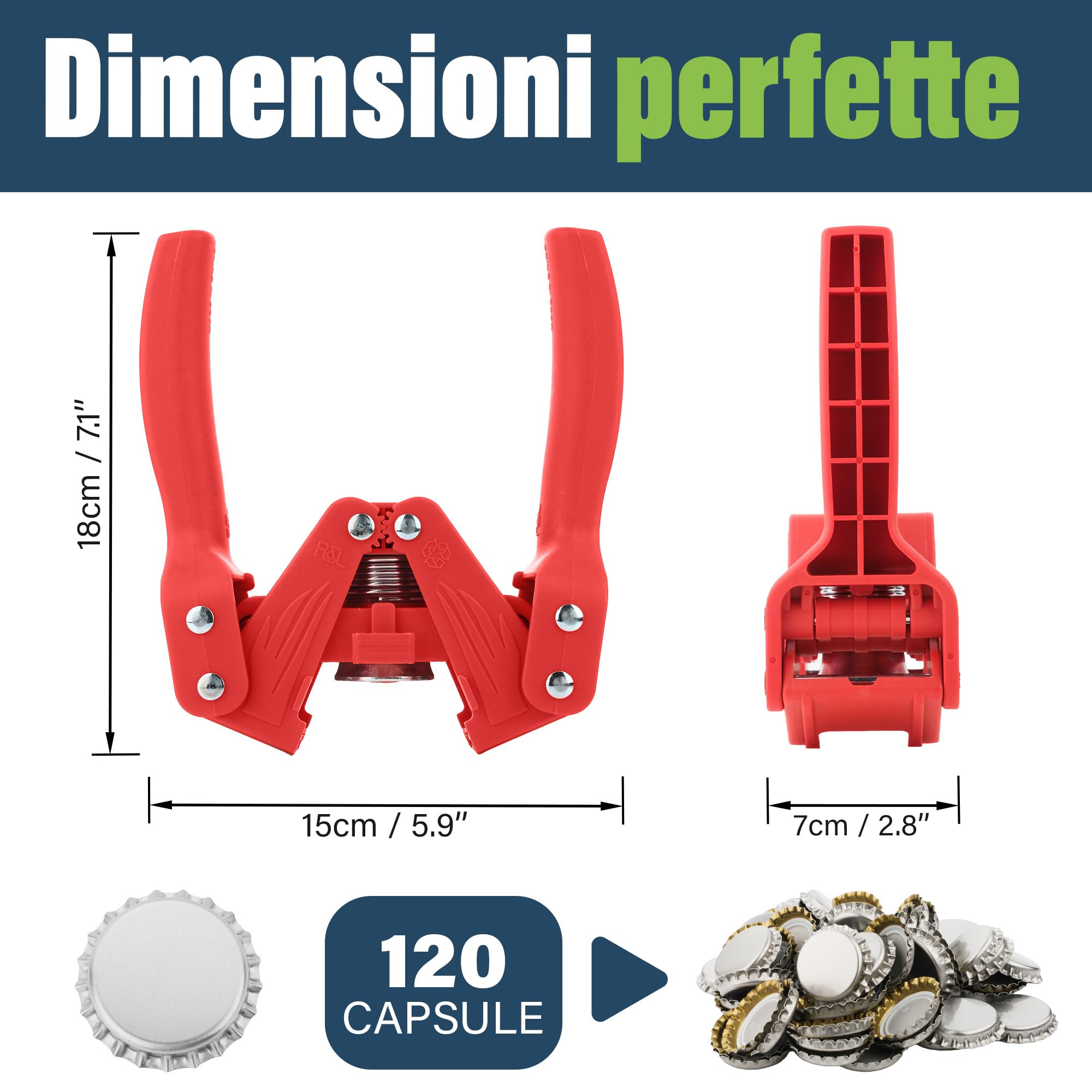 Bottle Capper incluso 120 free tappi per home Brew Beer making o limonata bottiglie di vetro – facile Cap