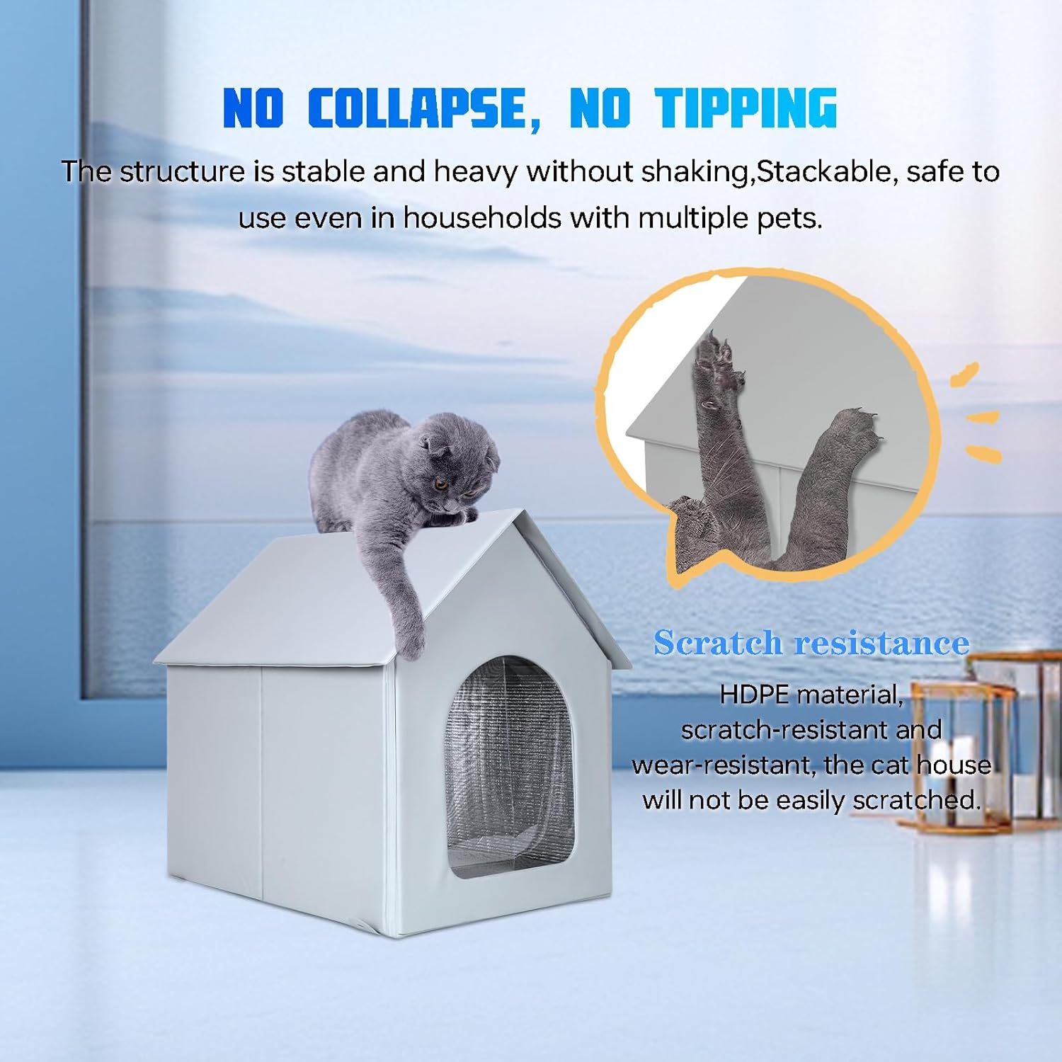 Outdoor Cat House Waterproof, Insulated Cat House with Removable Mat Outside, Outdoor Cat Shelter for Feral in Winter, Quick & Easy Assembly