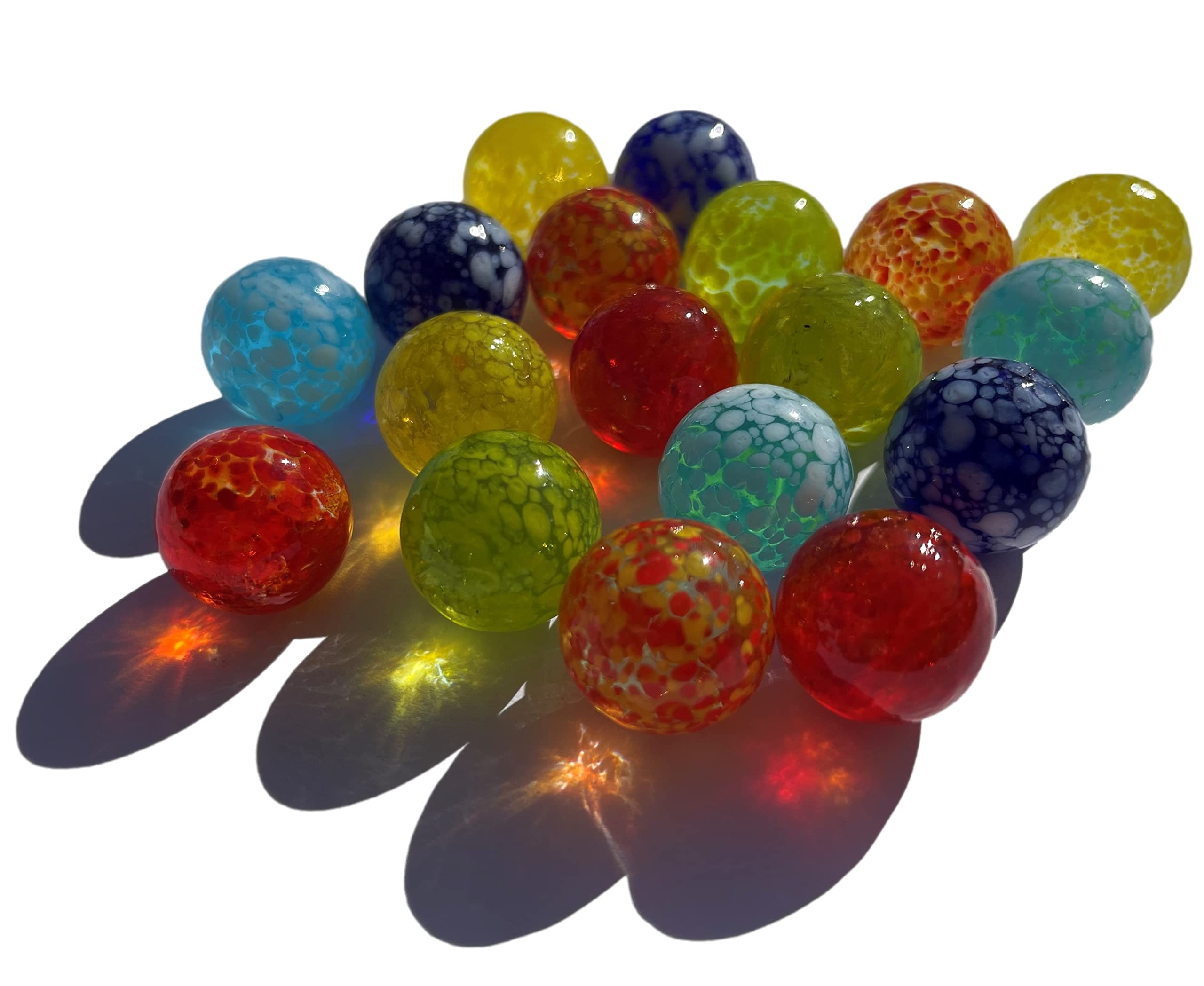 18 ręcznie robionych dmuchanych ustnie, wzór w kropki, kolorowe kulki 16 mm, kulki niebieskie, czerwone, żółte, czerwone, czerwone, czerwone, czerwone, bombki dekoracyjne