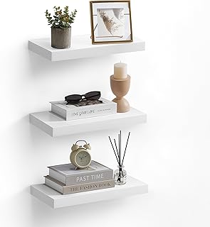 VASAGLE Wall Shelves Set of 3, Floating Shelves, 8 x 15.7 x 1.5 Inches, ...