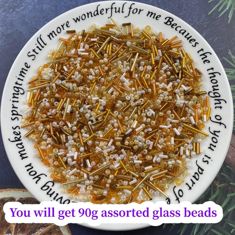 90g Mix Glass Seed Tube Bugle Spacer Beads, 3000pcs Multi Size 1.5-4.5mm Glass Beads Kit for Jewelry Making DIY Craft Bracelets Necklace Earring Making (Light Brown Series) - Image 2
