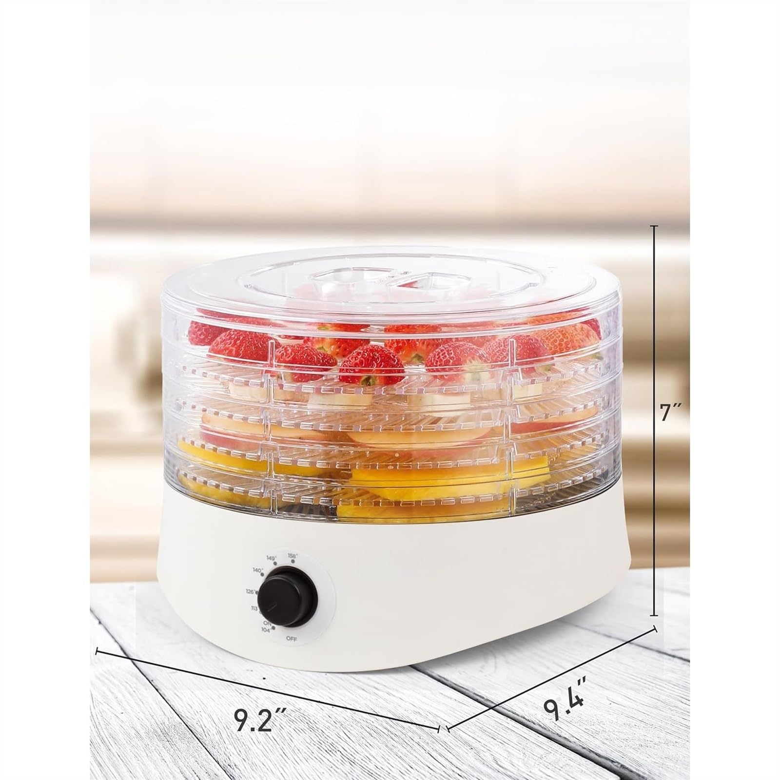 Essiccatore per alimenti - Essiccatore per alimenti, per alimenti e carne secca, essiccatore per carne da 280 W per alimenti disidratati con 5 griglie di essiccazione, essiccatore per alimenti bianc