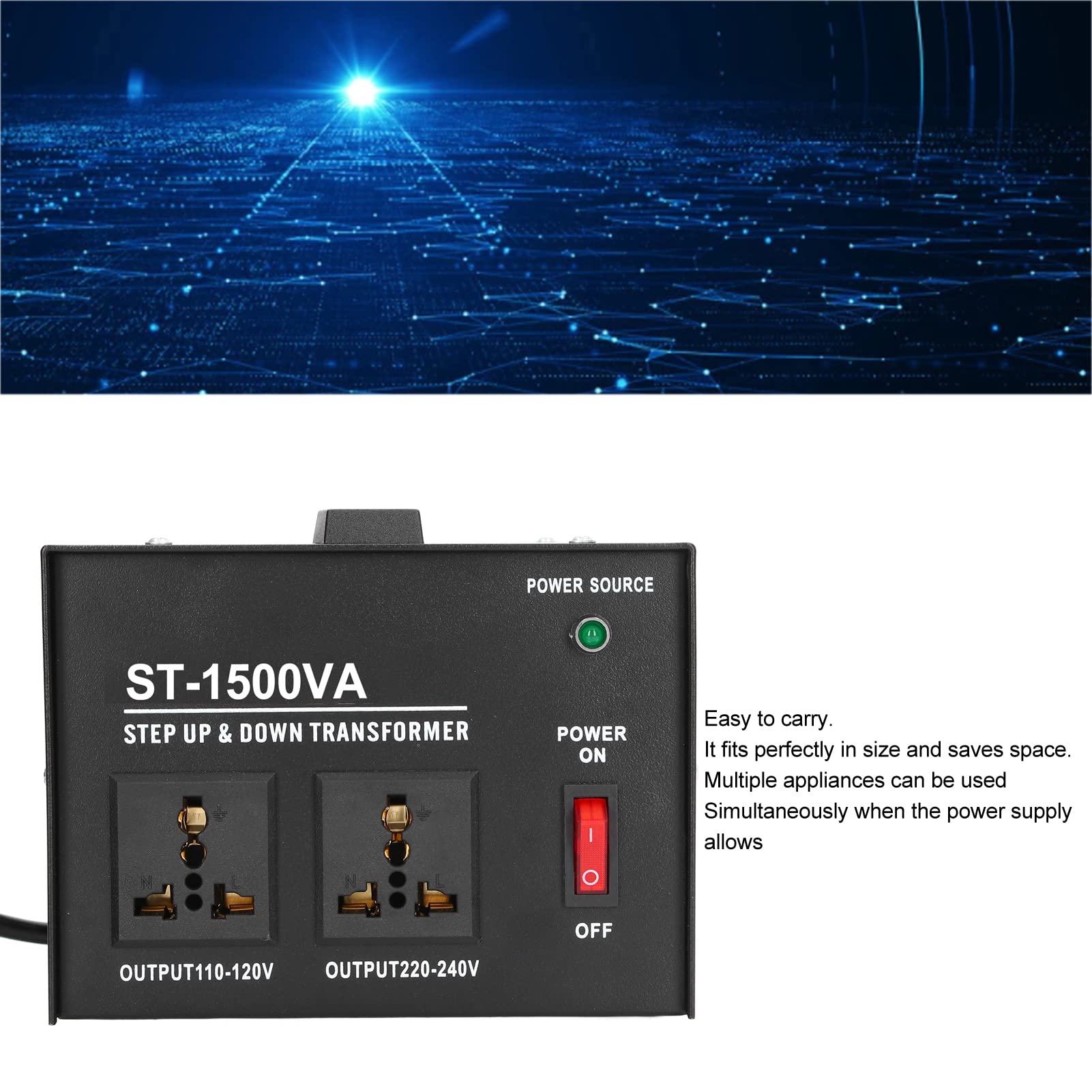 Generic Regolatore di Potenza del Trasformatore CA Ad Alta Efficienza da 1500 W per Protezione Multipla, Adatto per Laboratori Scientifici, Materiale in Ferro