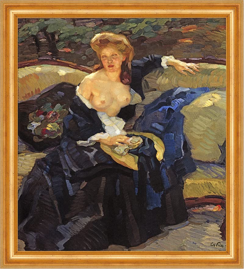 Biller Antik sueños de verano Leo yeso desnudo semibacto jardín sofá vestido azul H A3 0558 Enmarcado