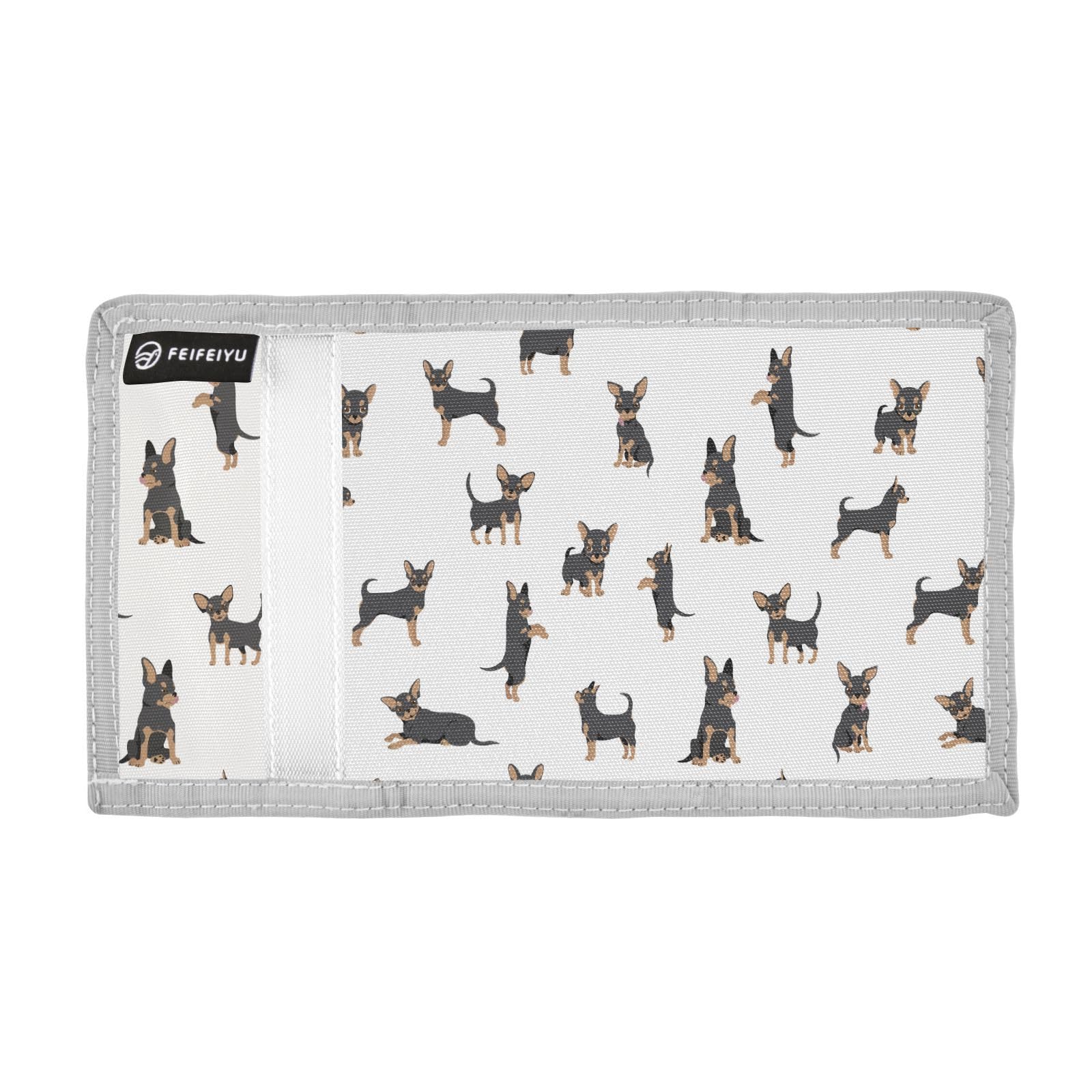 JHKKU Chihuahua Dog Silhouette Trifold Wallets for Kids Boys Girls, Outdoor Sports Wallet for Teen, with Zipper Coin Pocket Novelty Purse