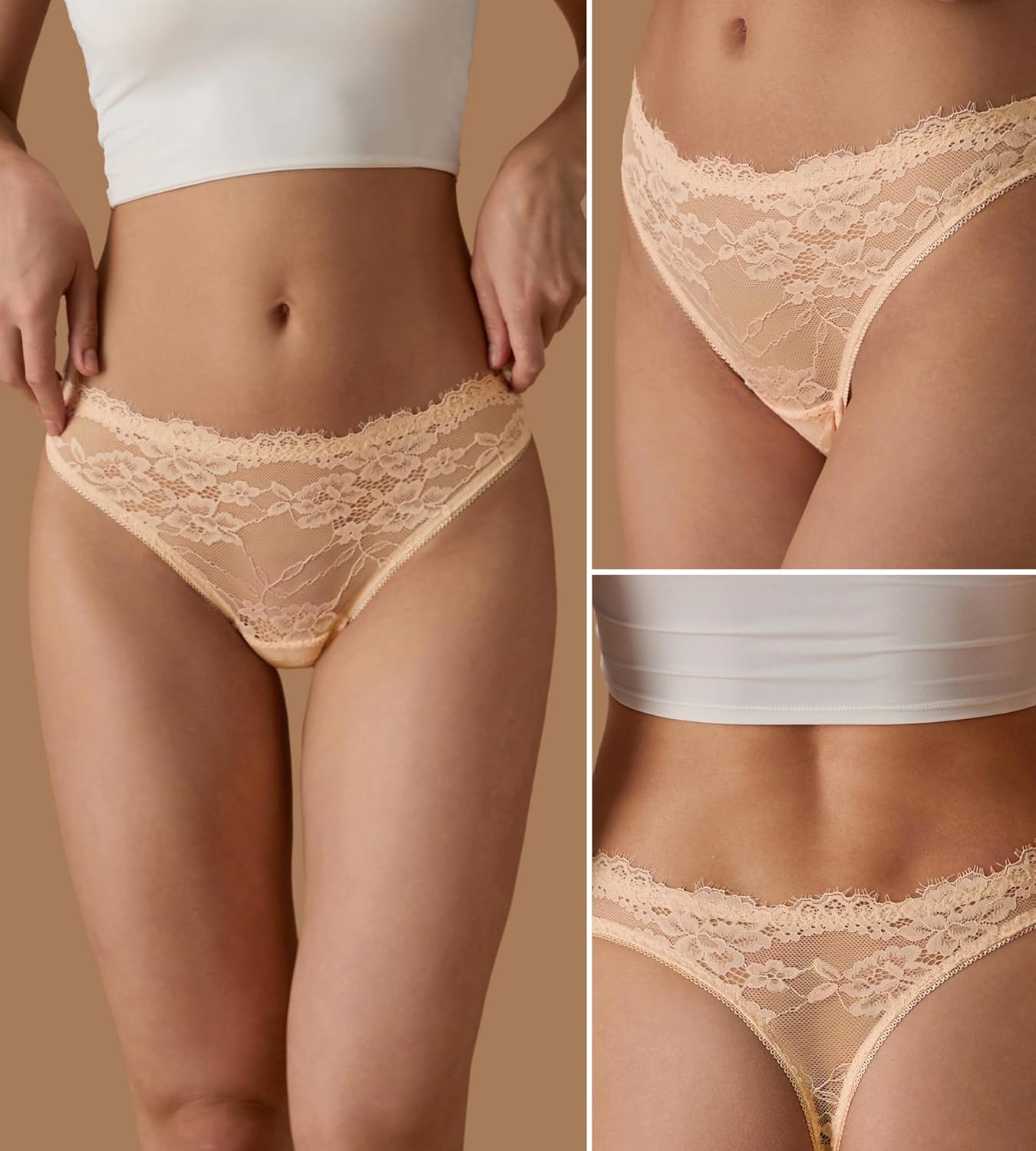 SHARICCA Lace Thongs For Women Sexy Panties seamless Low Waist Underwear Pack - Image 4