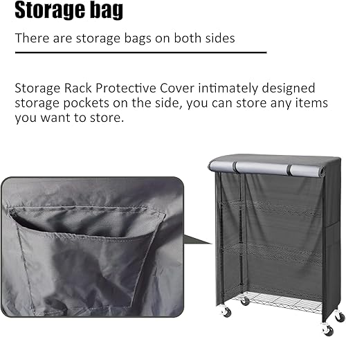 Miniatura 68 de Cubierta de estante de alambre, 600D, resistente al agua, a prueba de polvo, cubierta de estante de almacenamiento con cremallera para estantes