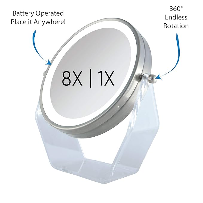 Espejo de Maquillaje LED Zadro 8X/1X Giratorio Base Acrílica miniatura 3