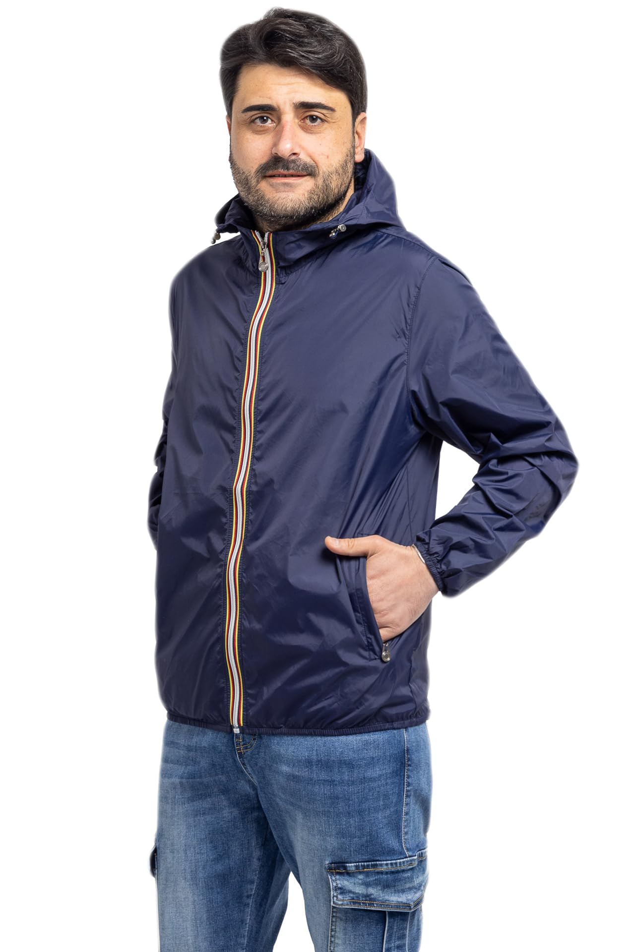 Giubbotto Uomo Leggero Giubbino Con Cappuccio Giacca Antivento Antipioggia VEQUE