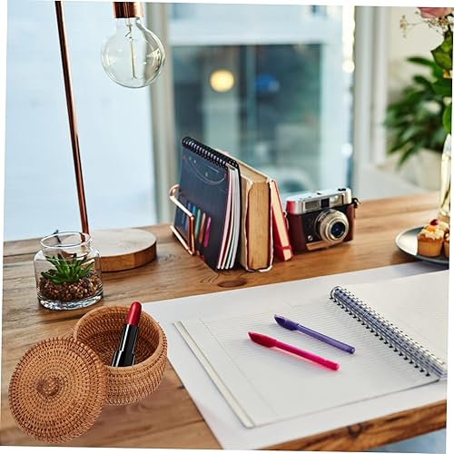 Miniatura 7 de Cesta redonda pequeña de mimbre con tapa, cesta de frutas tejida, cuencos de ratán para pan, bandeja de mimbre, cestas de almacenamiento,