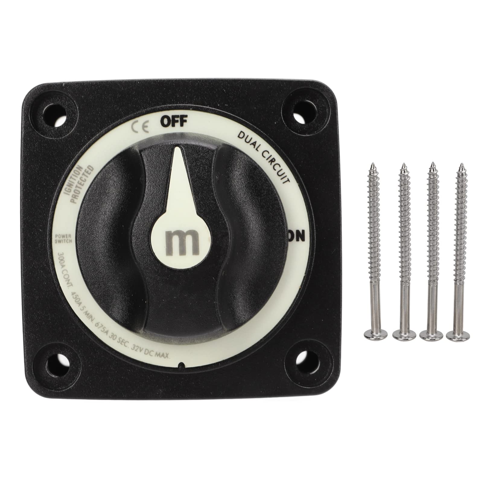 Dual Circuit Battery On Off Switch, Ignition Protection, 300A Continuous Rating, IP66 Rated, Ideal for RV Boat Applications