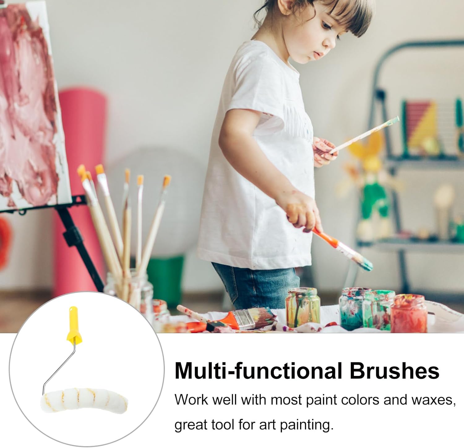 TEHAUX Professional Pipe Paint Roller Brush with 7 Wheels Lightweight Tube Painting Tool for Natural Gas Water Pipelines Easy to Clean and Durable