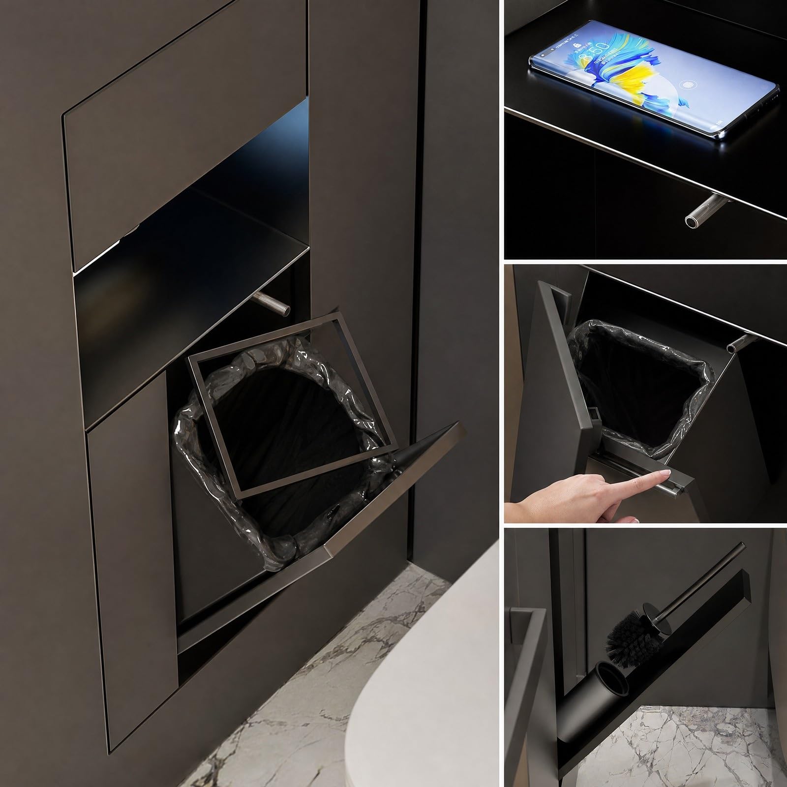 inless stalowy uchwyt na papier toaletowy ze szczotką toaletową, nowoczesne akcesoria łazienkowe do domu, hotelu i przestrzeni publicznych oraz elegancki design