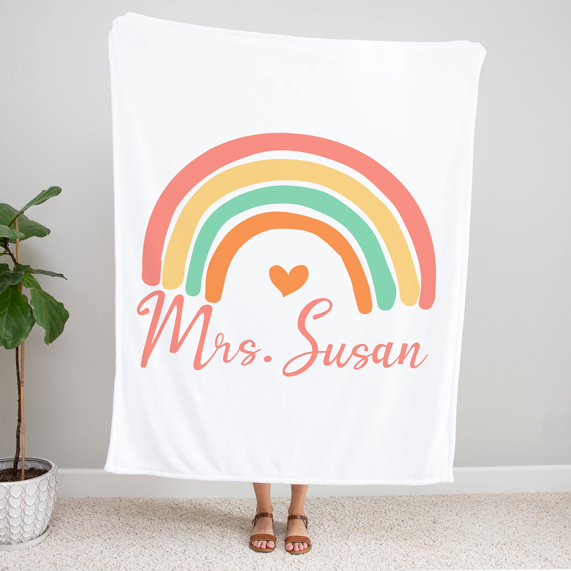 Manta personalizada de arco iris, manta con nombre personalizado, manta de arco iris, regalo para profesora, manta personalizada de regalo para ella, manta de arco iris, manta de regalo personalizada