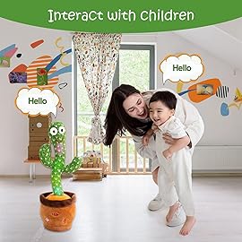 MIAODAM Dancing Cactus Baby Toy, Volume Adjustable Singing Cactus Talking Cactus Toy for Boys Girls Gifts Recording Repeating What You Say, Glowing Dancing Cactus Toy Baby Toys