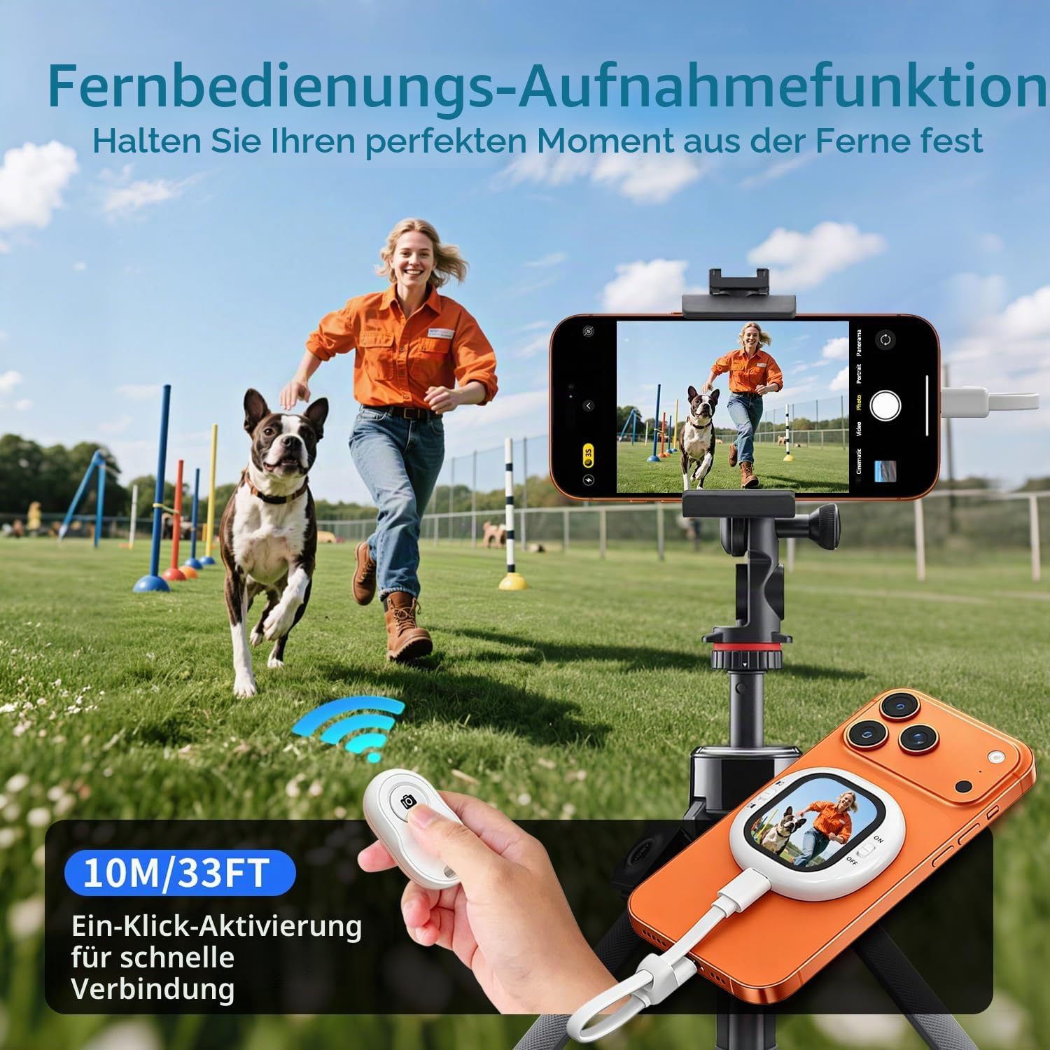 yAyusi Mini Magnetischer Vlog-Selfie-Monitor-Bildschirm für iPhone mit Fernbedienung, Tragbarer Rückkamera-Monitor mit Bildschirmspiegelung, HD AMOLED-Telefonmonitor-Bildschirm für TikTok(Nur für iOS)