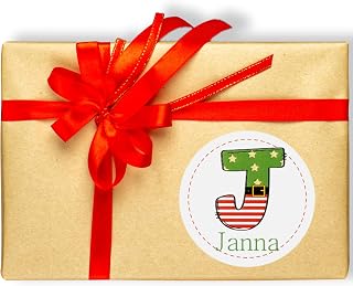 Personalized Christmas Name Stickers Xmas Decorations Initial Gift Stickers | 4 Initial Design | Custom Waterproof Cute Labels for Gift Box, Party Decorations, Envelopes | 30 Pcs