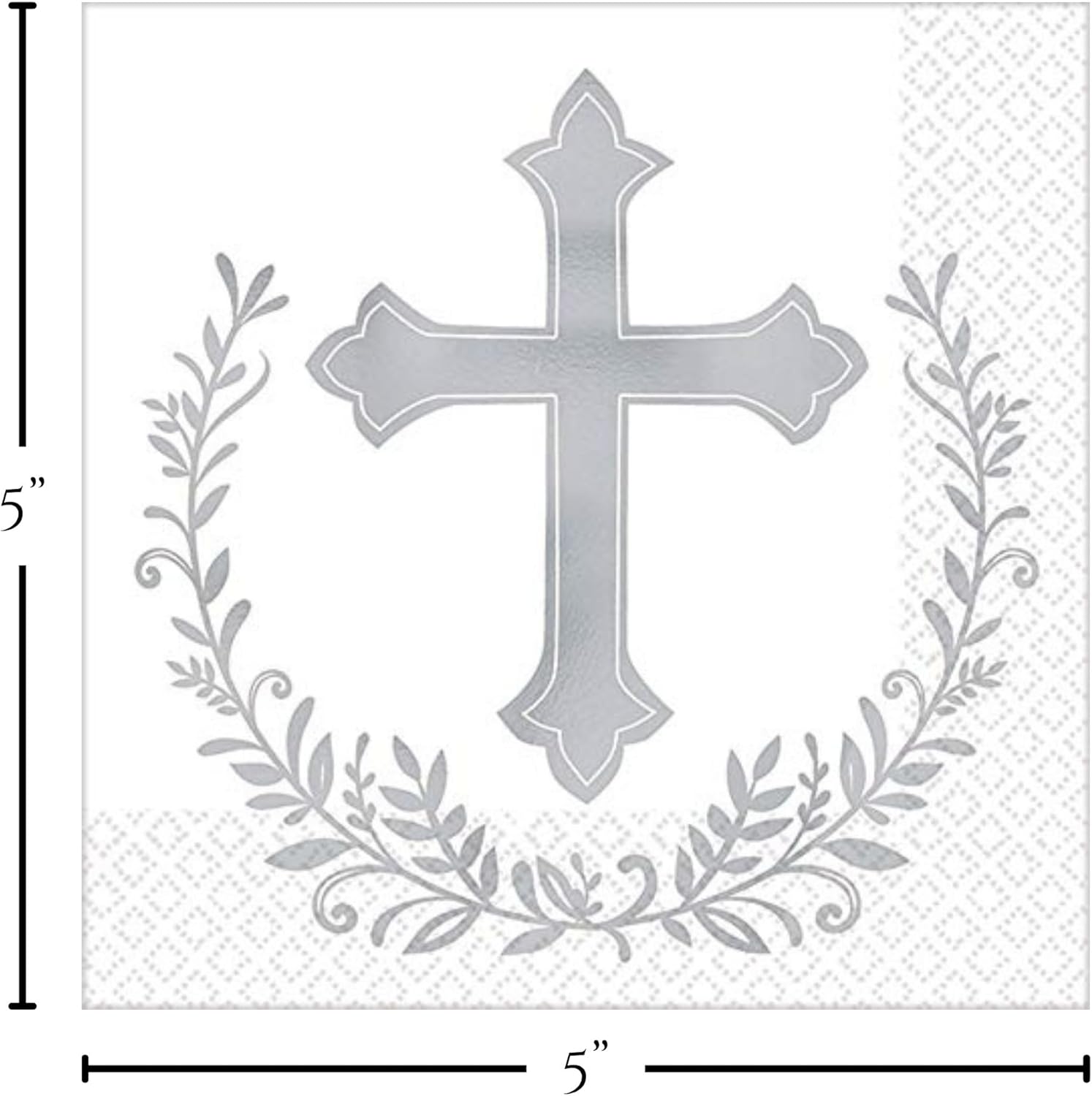 Religious Party Supplies - Holy Day God Bless Paper Dessert Plates and Silver Cross Beverage Napkins (Serves 16)