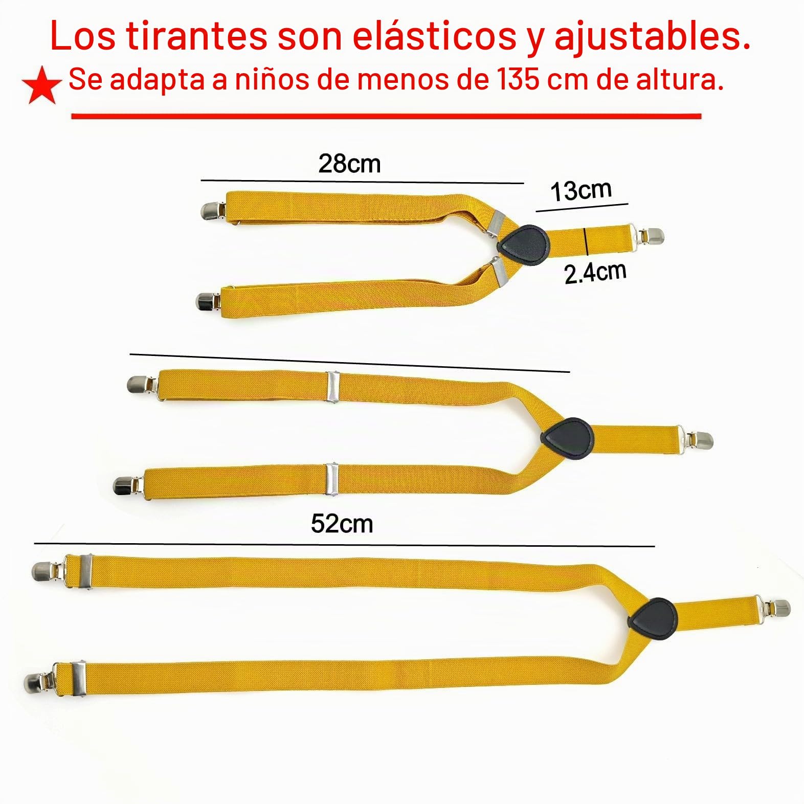 JZK Conjunto de pajarita y tirantes dorados para niños menores de 135 cm, tirantes ajustables en forma de Y con pajarita para niños, niños y niñas, bodas, fiestas, disfraces, dorado, talla única