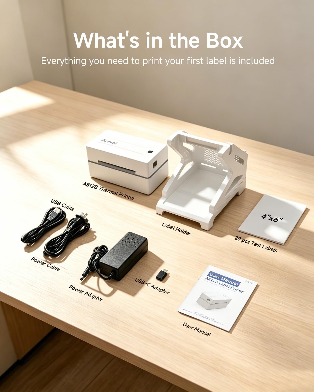 Stampante termica Bluetooth per etichette con supporto, stampante per etichette wireless 4 x 6 per piccole imprese, compatibile con iPhone, Android, Windows e Mac, funziona con Amazon USPS Etsy