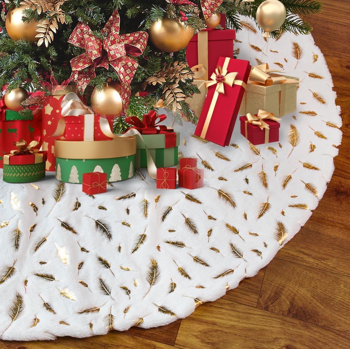 Christmas Tree Skirt,48 inches Large Luxury Snowy White