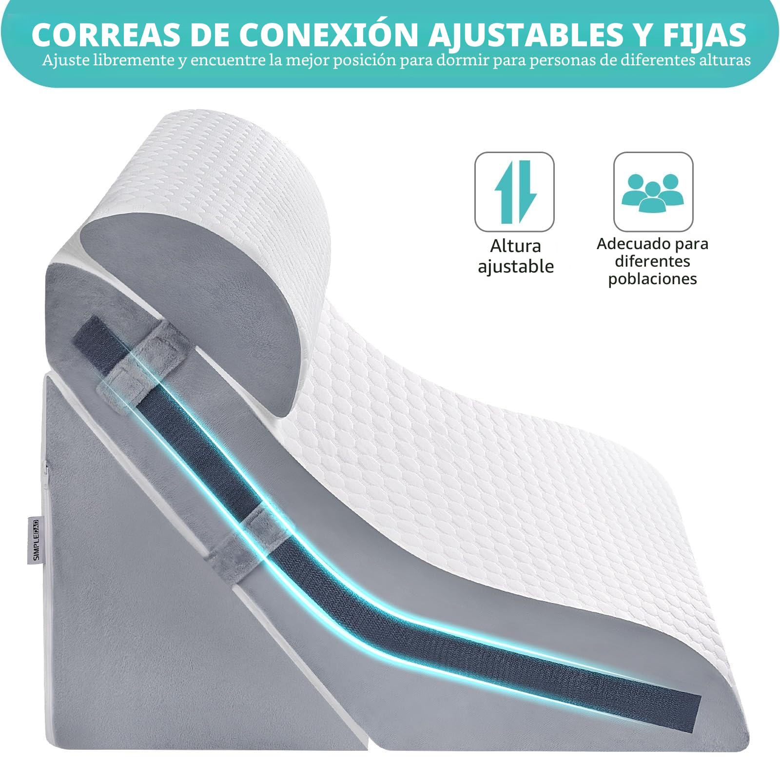 Almohada de cuña para dormir, juego de almohada ortopédica de cuña de cama, 15 en 1, almohada de cuña de espuma viscoelástica ajustable después de la cirugía, 9, 16 y 20 pulgadas de altura, almohadas