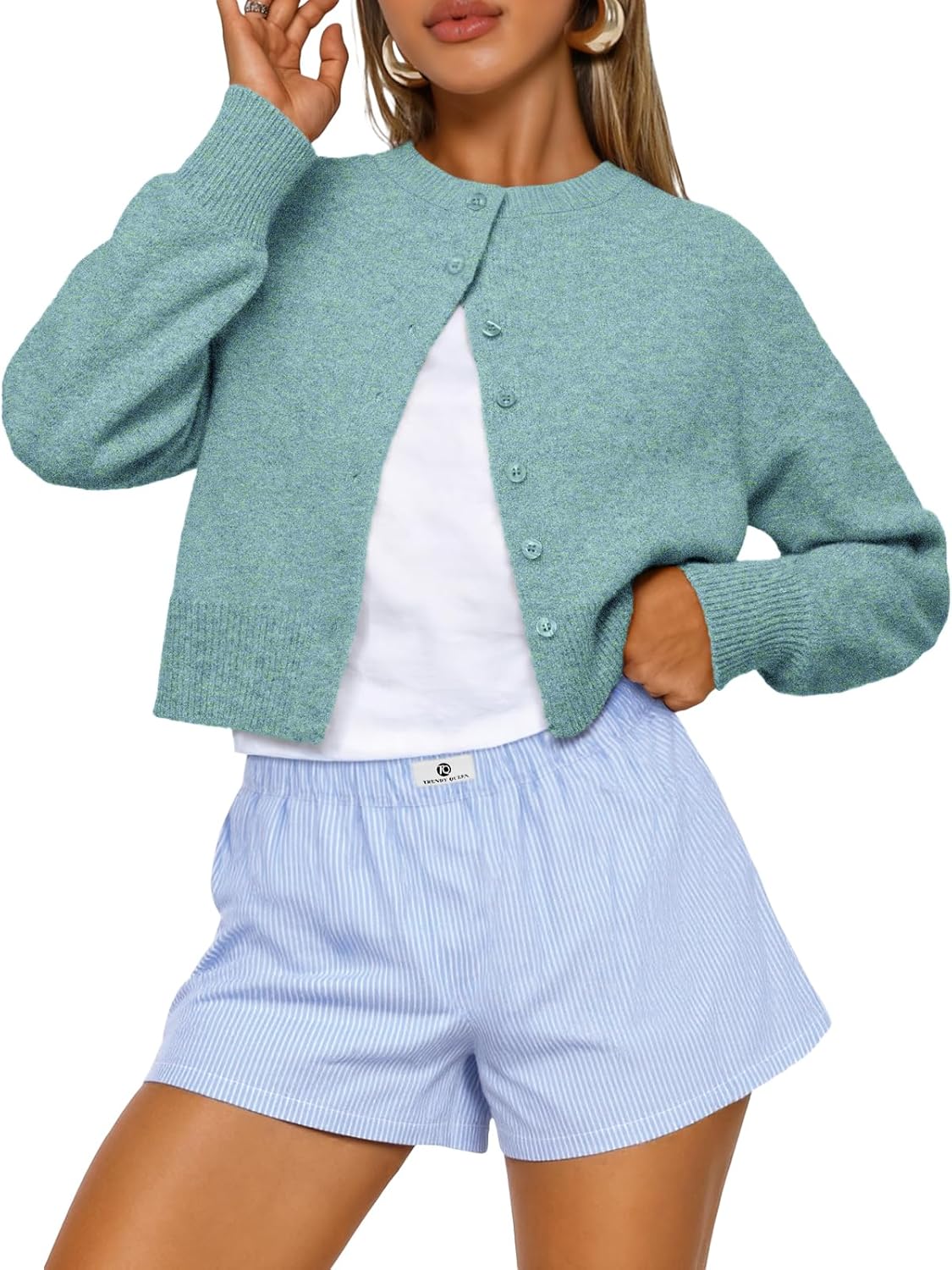 Trendy Queen Cropped Cardigan Sweaters for Women Lightweight Y2k Fall Outfits Spring Fashion Clothes 2026
