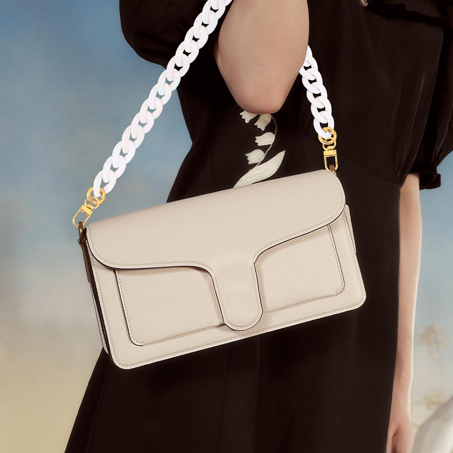 18 Inch Purse Chain Acrylic Strap Bag Chains for handbags Accessory Replacement Chain for Wallet Shoulder Bags Decoration(White) - Image 3