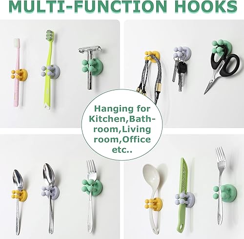 Miniatura 2 de XoYoZo 4 soportes de silicona para cepillos de dientes, gancho multifunción, impermeable, autoadhesivo, para cepillo de dientes, soporte para