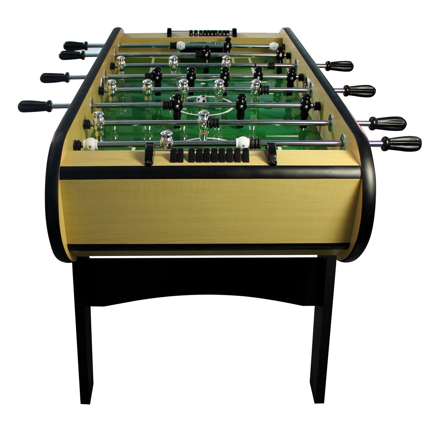 Baby-Foot SAO Paulo Bois Clair Style Bistrot 146x74 cm | Barres télescopiques en inox pour plus de solidité, poignées longues, joueurs finition ABS, 4 balles incluses