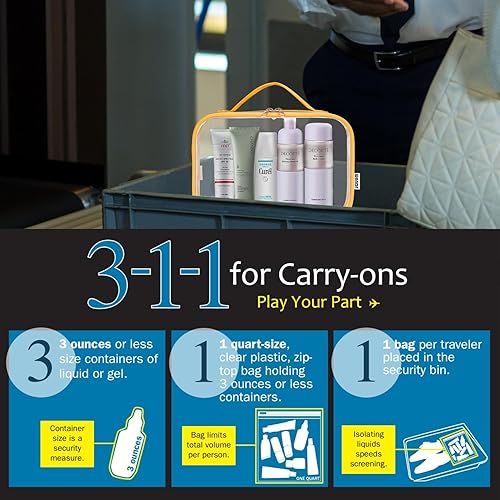 Miniatura 2 de WANDF Neceser aprobado por la TSA de gran apertura, paquete de 2 bolsas de maquillaje transparentes con asa, accesorios de viaje, tamaño de cuarto