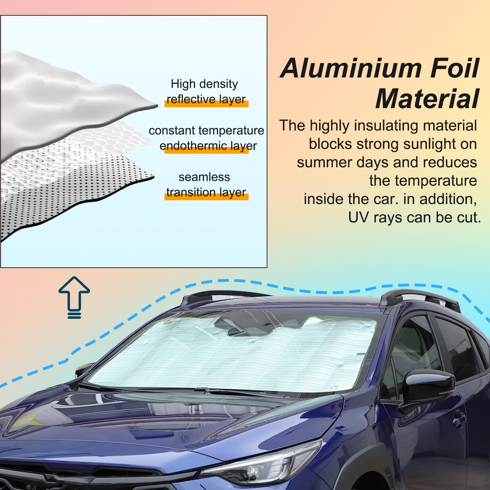 Parasol para parabrisas compatible con Sub@ru Crosstrek 2024 2025+ Accesorios, parasol para ventana delantera, bloqueador de calor, protector reflectante para mantener tu coche fresco, 1