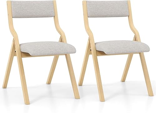 Vista 10 de LDAILY Moccha - Silla plegable, sillas de comedor plegables sin montaje con almohadillas deslizantes, sillas plegables con asientos acolchados