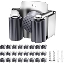 Verdenu 25 Pack Broom Holder Wall Mount, Mop and Broom Holder Wall Mount, Stainless Steel Command Mop Holder with Screws, Garden Tool Storage Organizer for Kitchen, Home, Bathroom, Garage, Grey