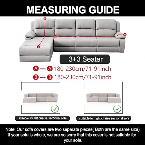 Miniatura 3 de JULAND Funda de sofá para sofá modular en forma de L, fundas de sofá de 2 piezas antideslizantes, sofá de 3 asientos + protector de muebles de 3