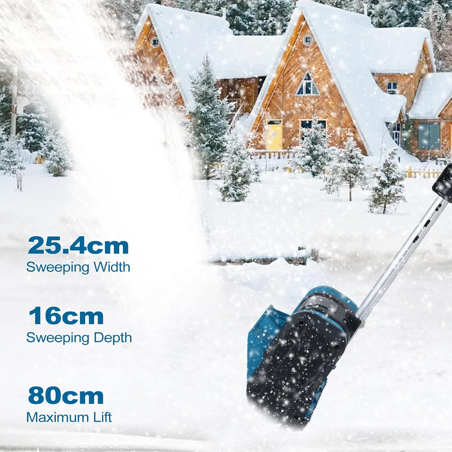 Snow Shovel 21V Electric Brushless Snow Blower Walk-Behind Snow Thrower with Retractable Rod Adjustable Handle Snow Remover for Driveway Walking Path Yards