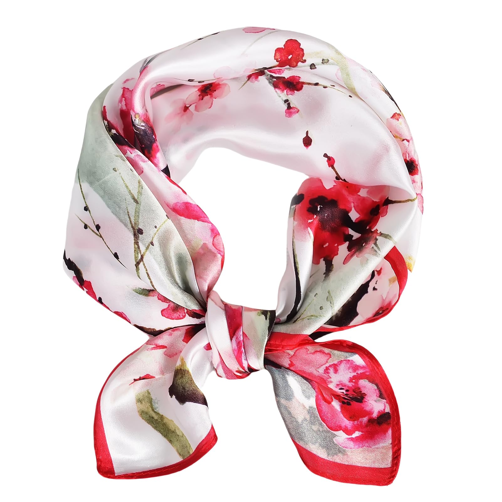 Bufanda para el cuello de seda de morera para mujer, ligera, con impresión digital, bufanda cuadrada pequeña, pañuelo para regalo, 53 x 53 cm
