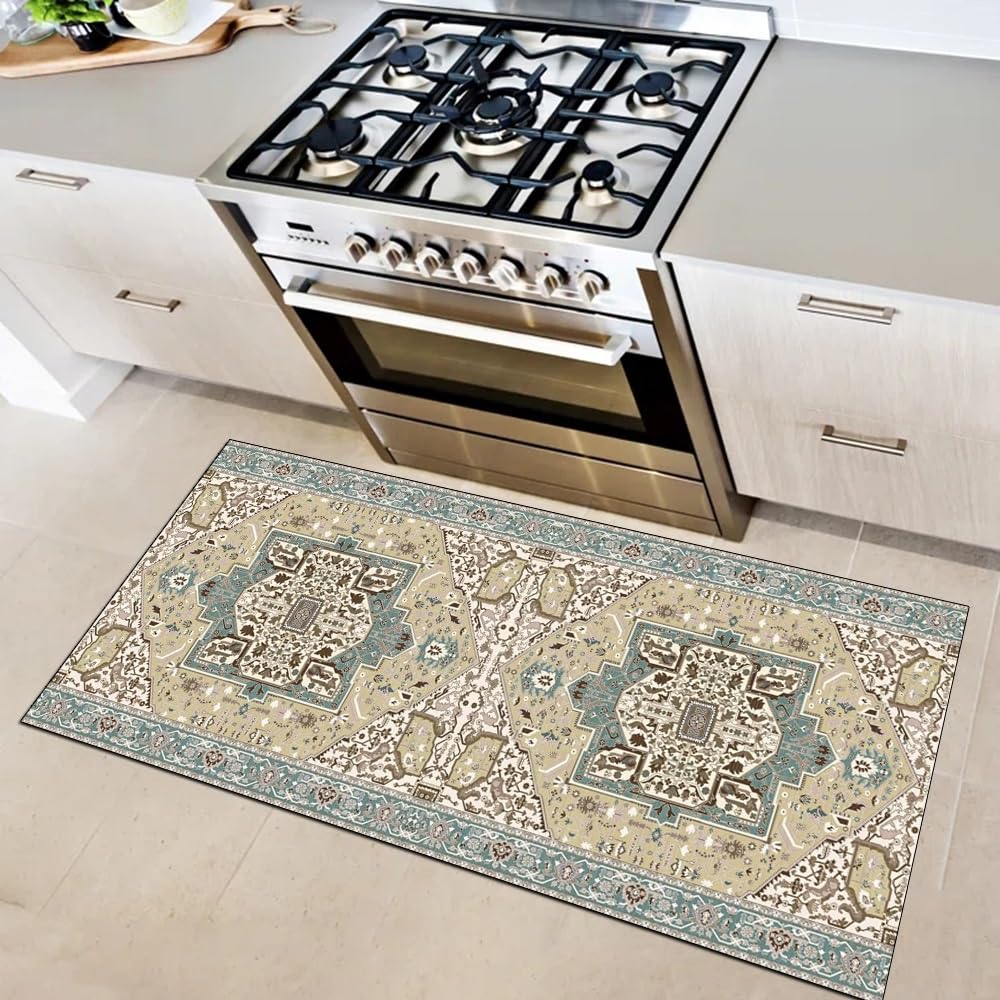 Alfombra de pasillo para cocina de 90x280 cm antideslizante vintage beige