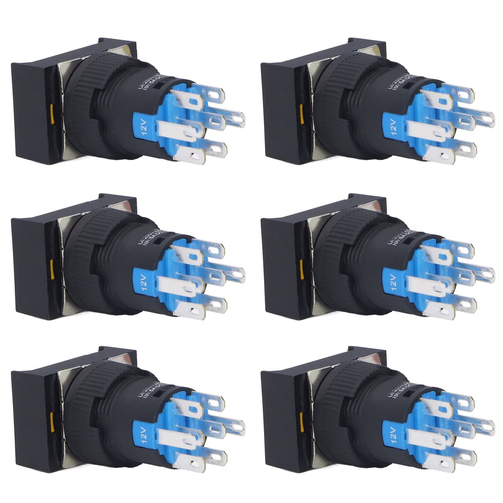 Domary Interruttore a Pulsante Microquadrato 16 Mm 12 V ABS Autobloccante