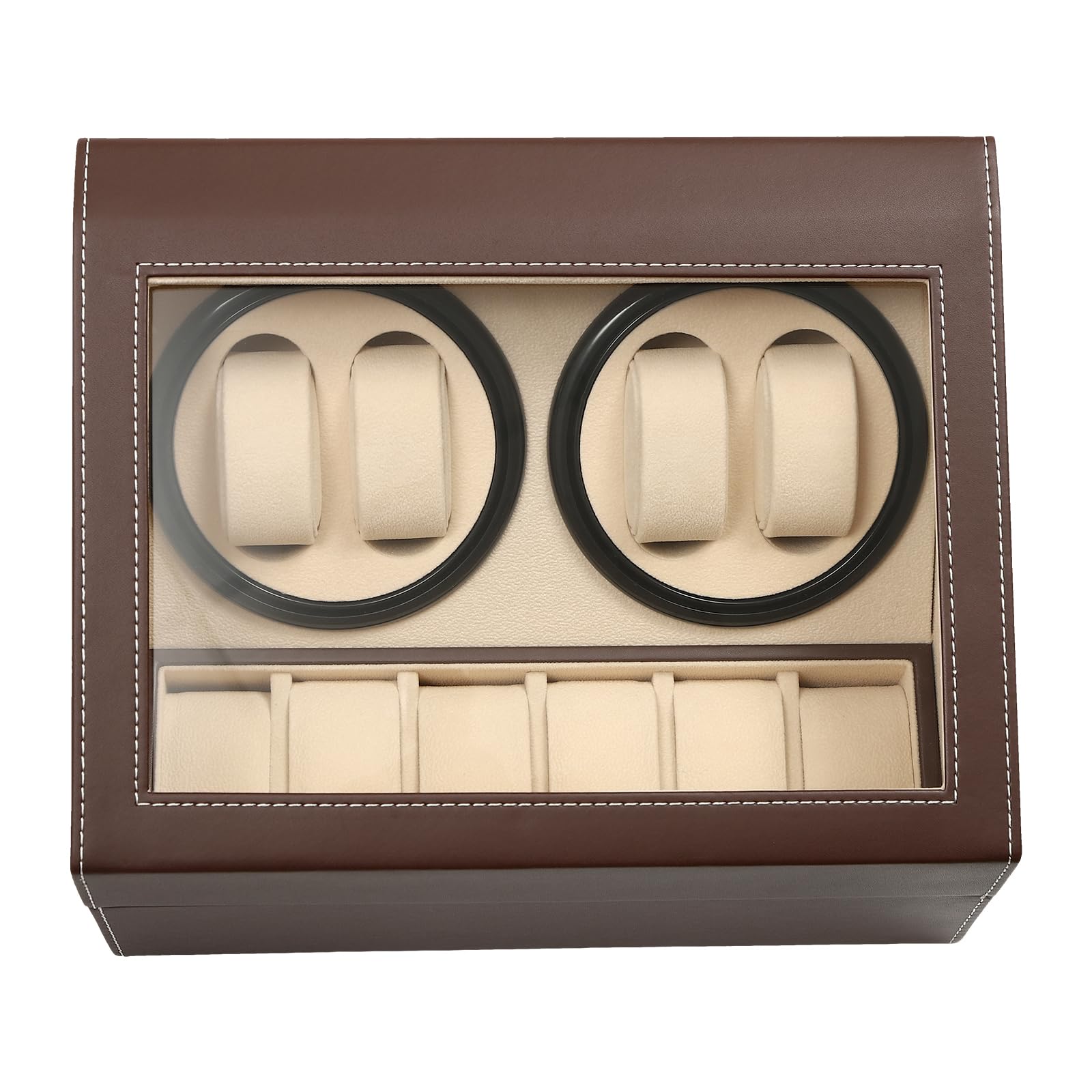 Caja de reloj automática para reloj, caja de madera, fibra de carbono, 4 + 6 relojes, Winder, -