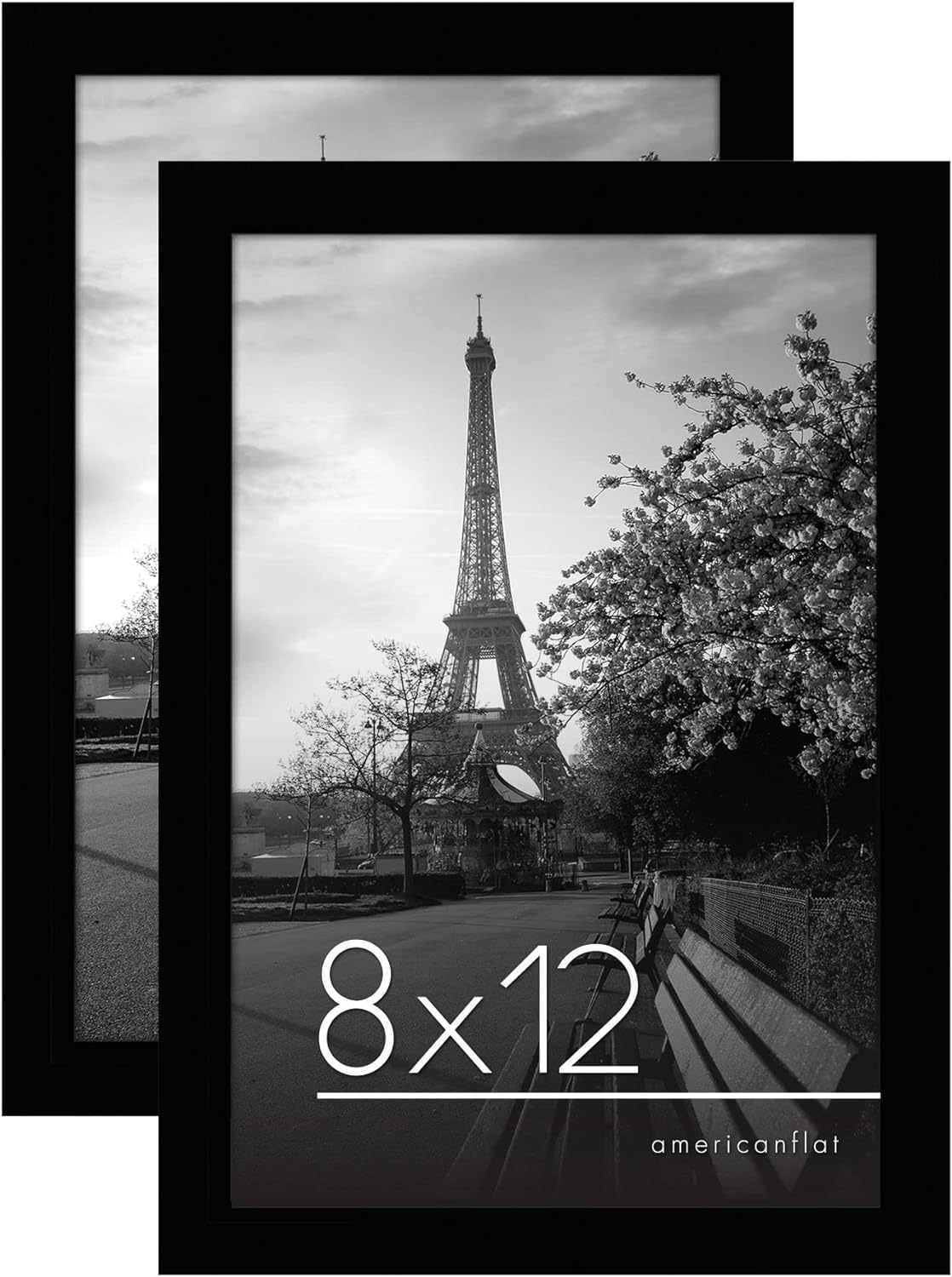 Americanflat 12x8 Photo Frame in Black - Engineered Wood with Shatter Resistant Glass - Horizontal and Vertical Formats for Wall and Tabletop - Set of 2