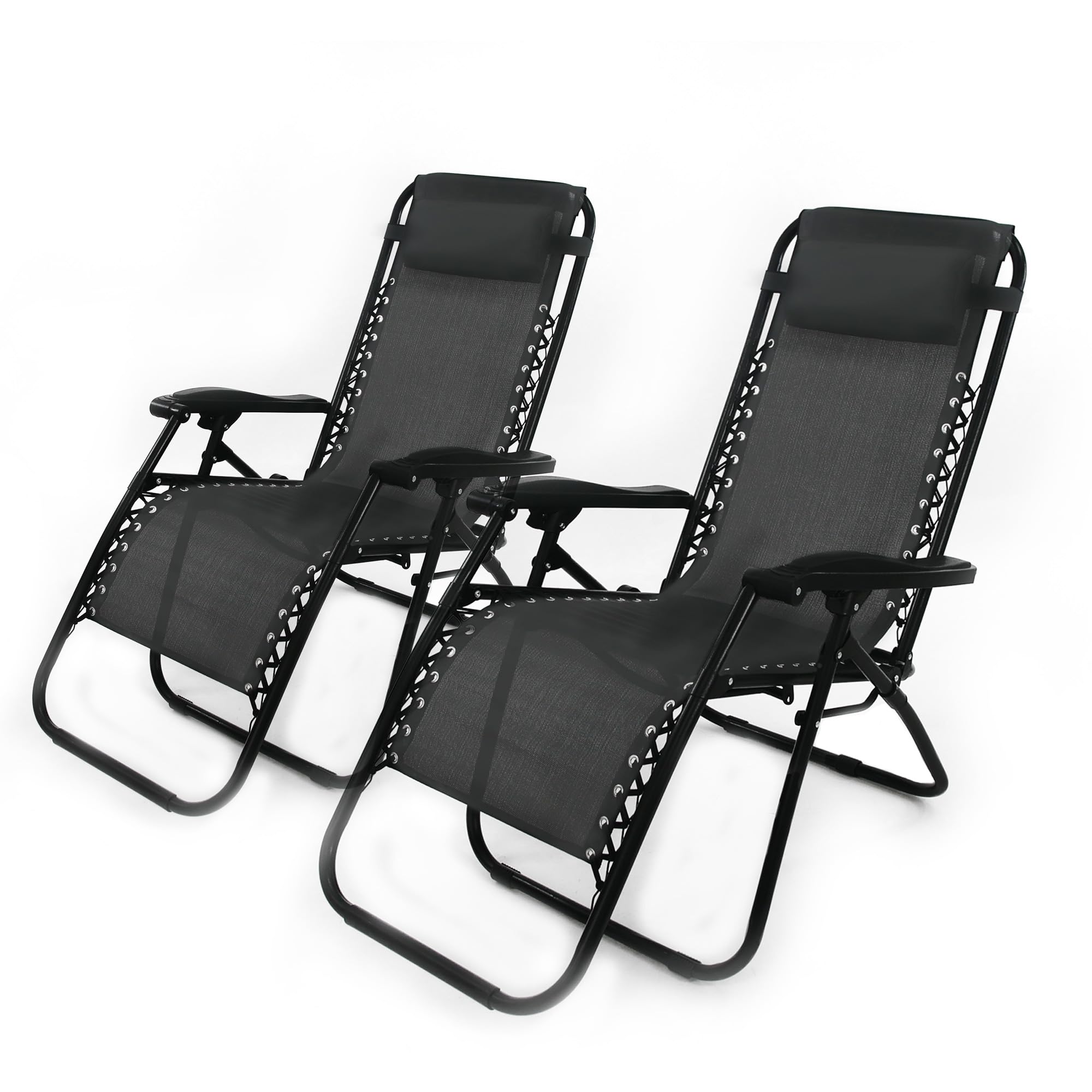 Solterra Zero Gravity Chair – Reclining Garden Sun Lounger with Headrest - Grey