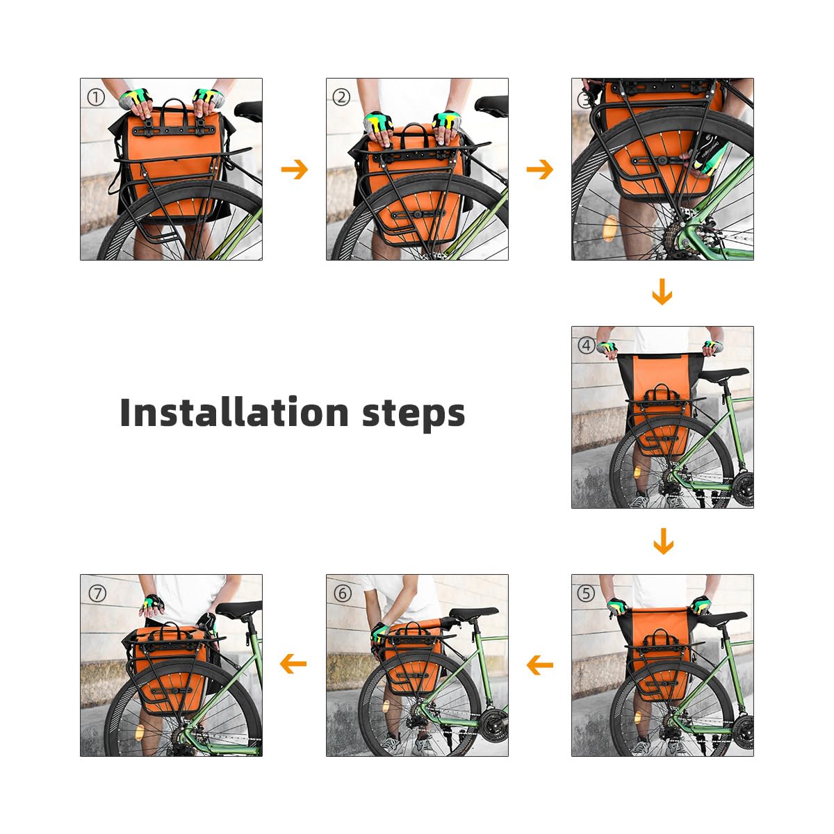 Alforja de bicicleta para portaequipajes, 3 en 1, multifuncional, impermeable, con asa y correa para el hombro, bolsa para el maletero del asiento trasero de la bicicleta, (1 unidad/2 unidades
