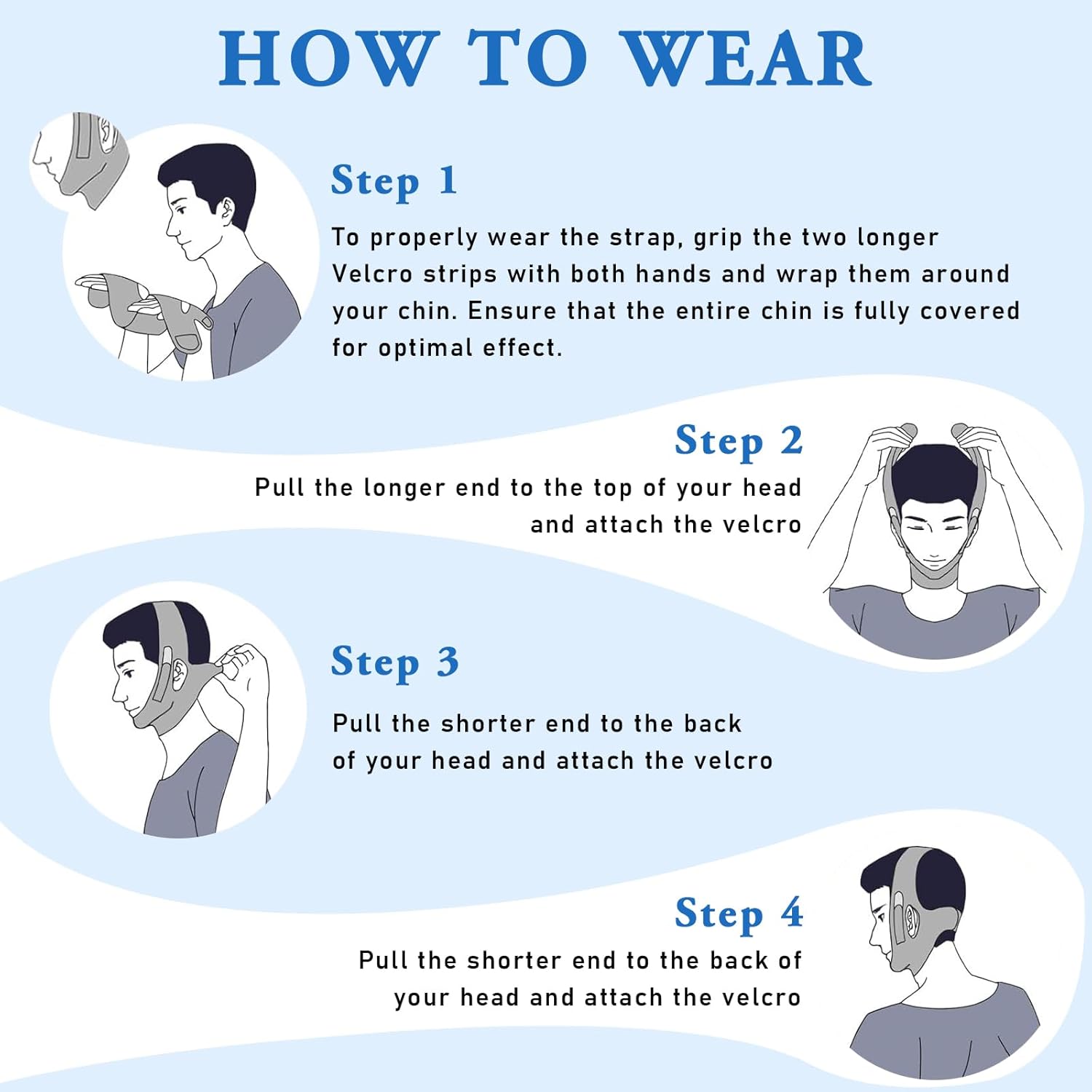 2 Pack Anti Snore Chin Strap for Sleeping,Jaw Tape Mouth Snoring Sleep Devices Stopper Cpap Users Breathing Head Mouthpiece Solution to Keep Closed Mandibular Advancement Reducing for Men Women - Image 3